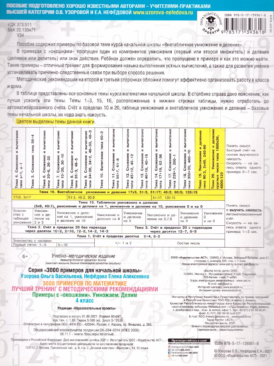 Математика 4 класс. 3000 примеров. Лучший тренинг. Умножаем. Делим. Примеры  с 