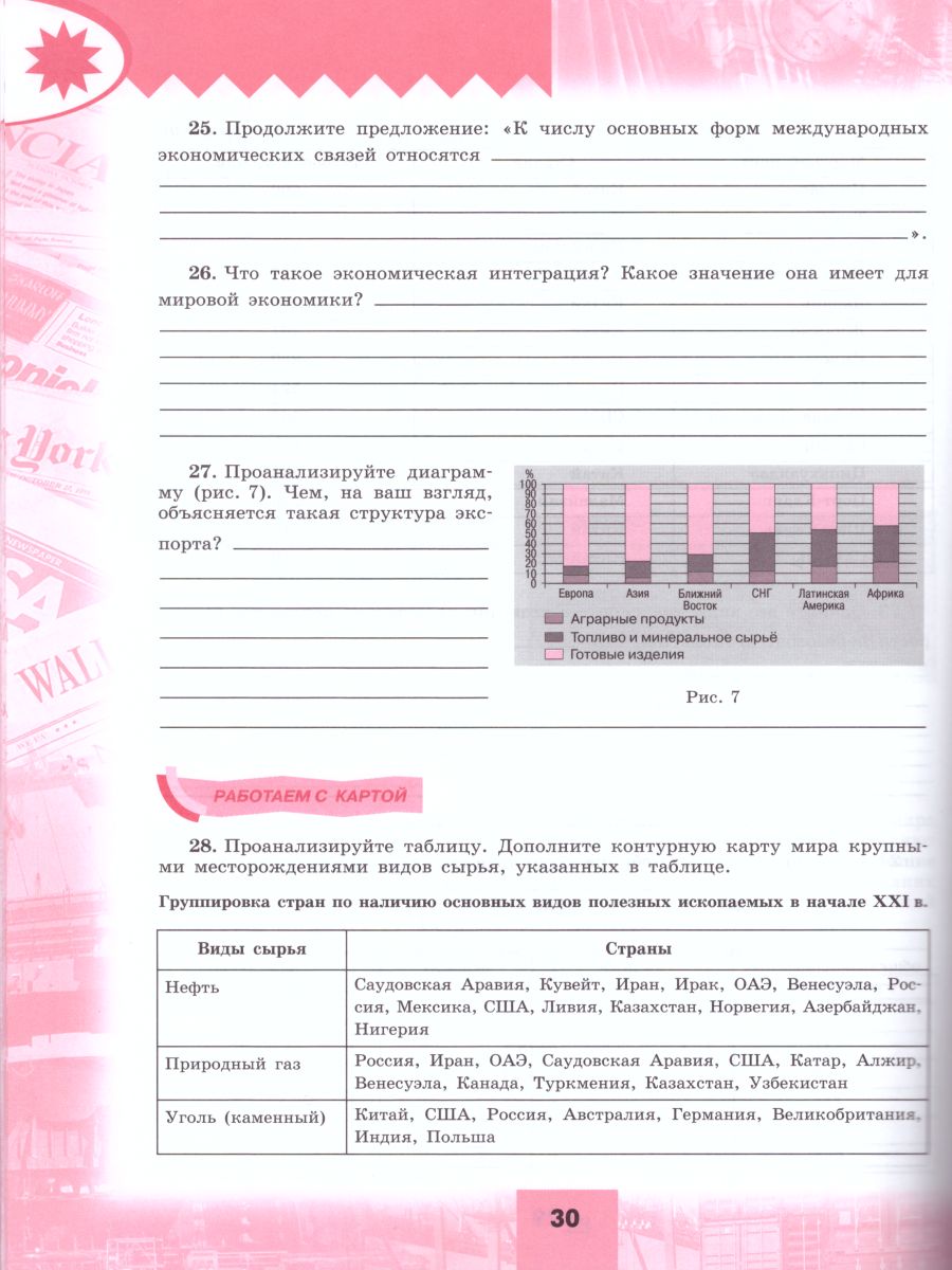 География 10-11 класс. Мой тренажер. Рабочая тетрадь. Базовый уровень -  Межрегиональный Центр «Глобус»