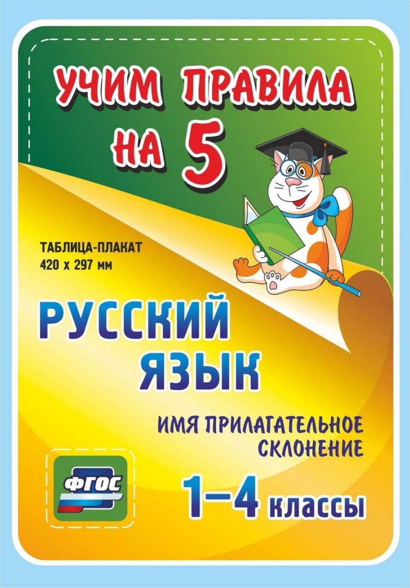 Русский язык 1-4 класс. Имя прилагательное. Склонение. Таблица-плакат для  начальной школы - Межрегиональный Центр «Глобус»