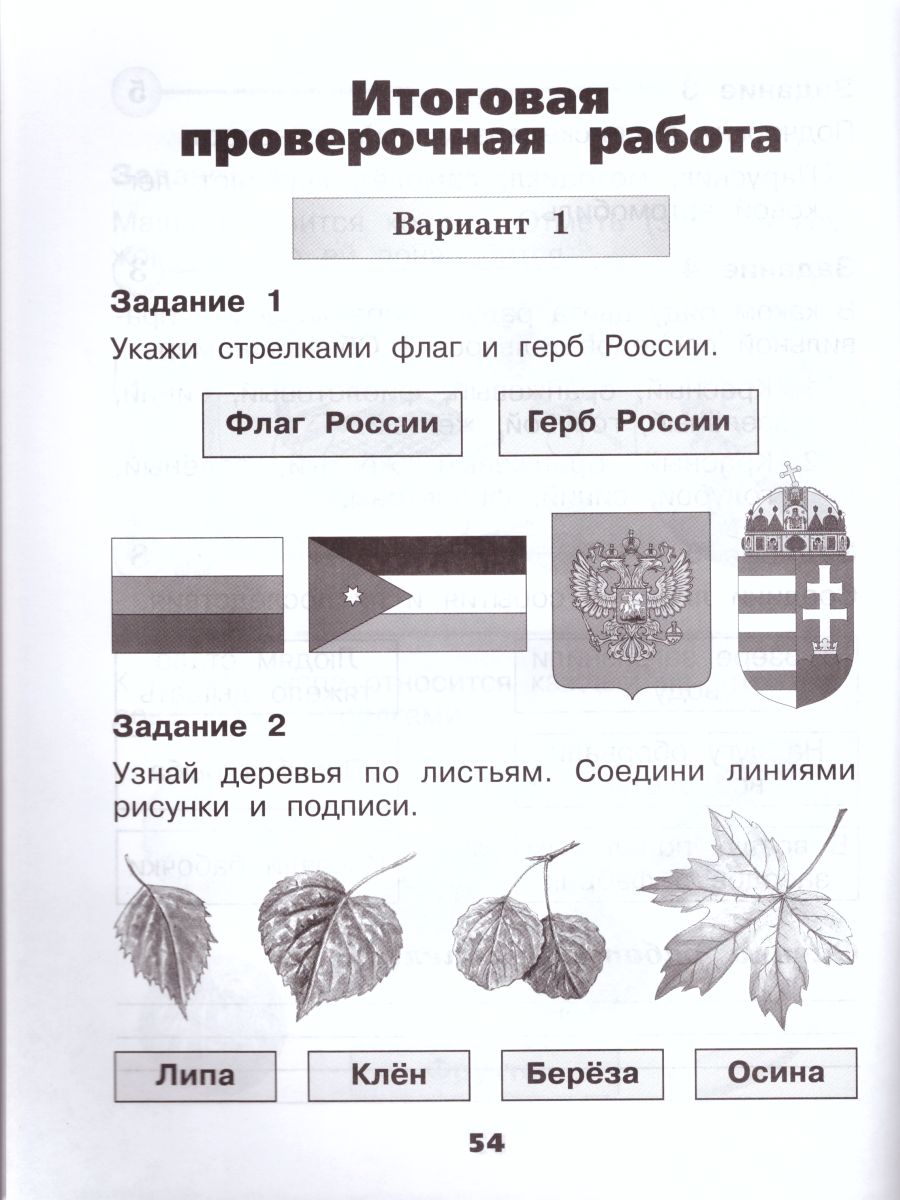 Окружающий мир 1 класс. Проверочные работы. УМК 