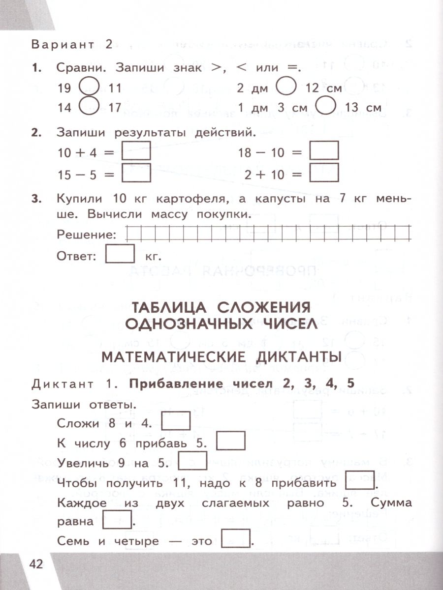 ВПР Математика 1 класс. Контрольные измерительные материалы. ФГОС -  Межрегиональный Центр «Глобус»