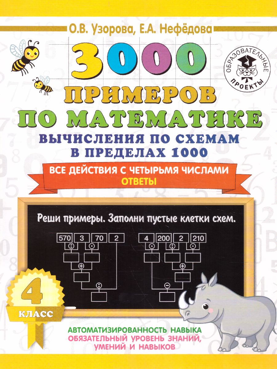 3000 примеров по математике. Вычисления по схемам в пред. 1000. Все  действия с 4 числами 4 класс - Межрегиональный Центр «Глобус»