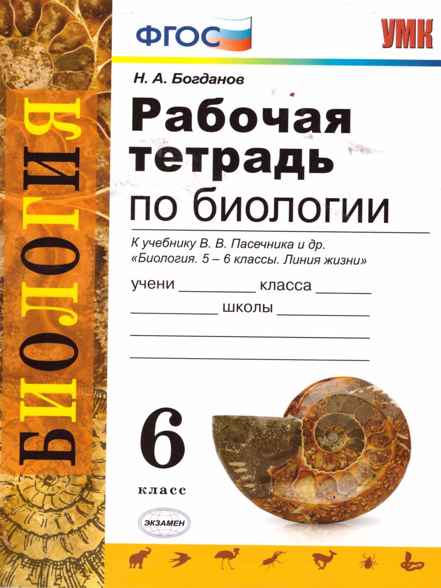 Рабочая тетрадь по Биологии 6 класс. К учебнику В.В. Пасечника 