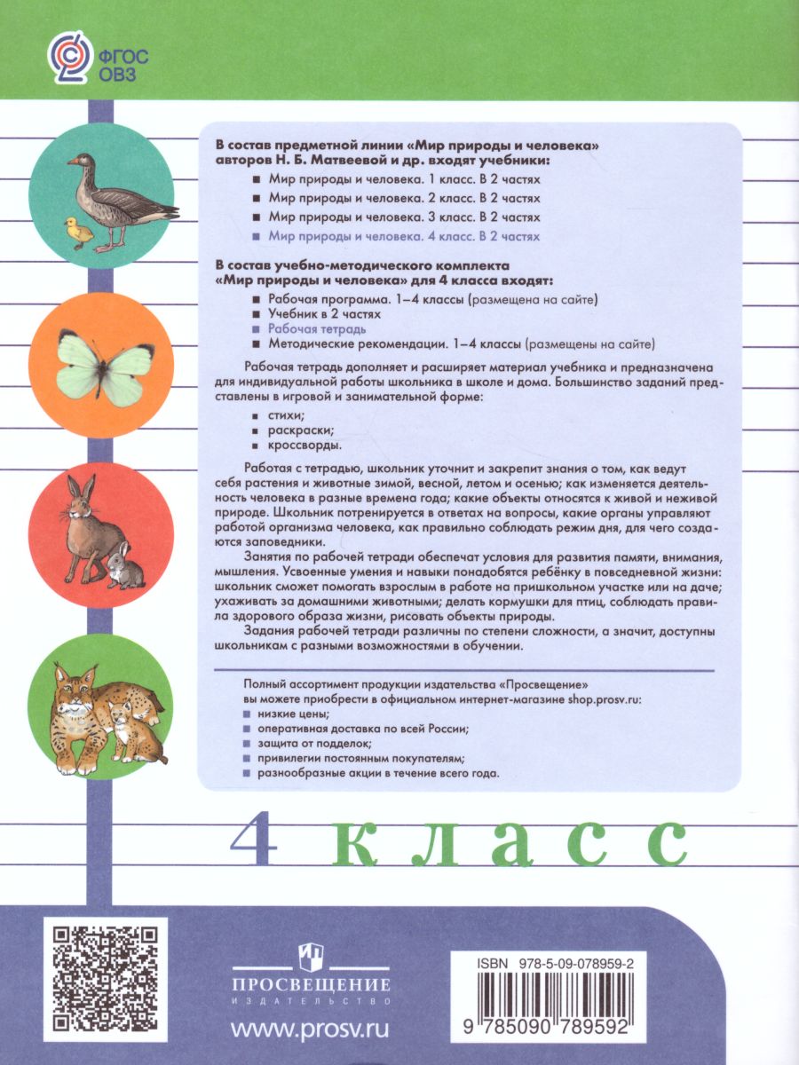 Мир природы и человека 4 класс. Рабочая тетрадь (для обучающихся с  интеллектуальными нарушениями) - Межрегиональный Центр «Глобус»