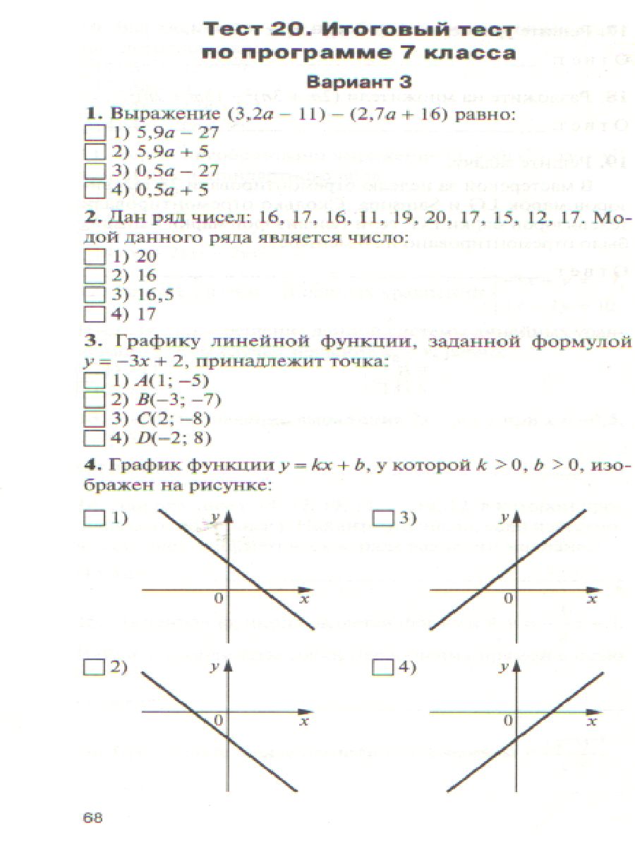 Математика Алгебра 7 класс. Контрольно-измерительные материалы. ФГОС -  Межрегиональный Центр «Глобус»