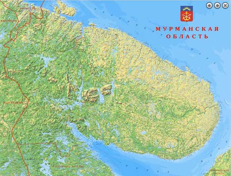 Физическая карта мурманской области