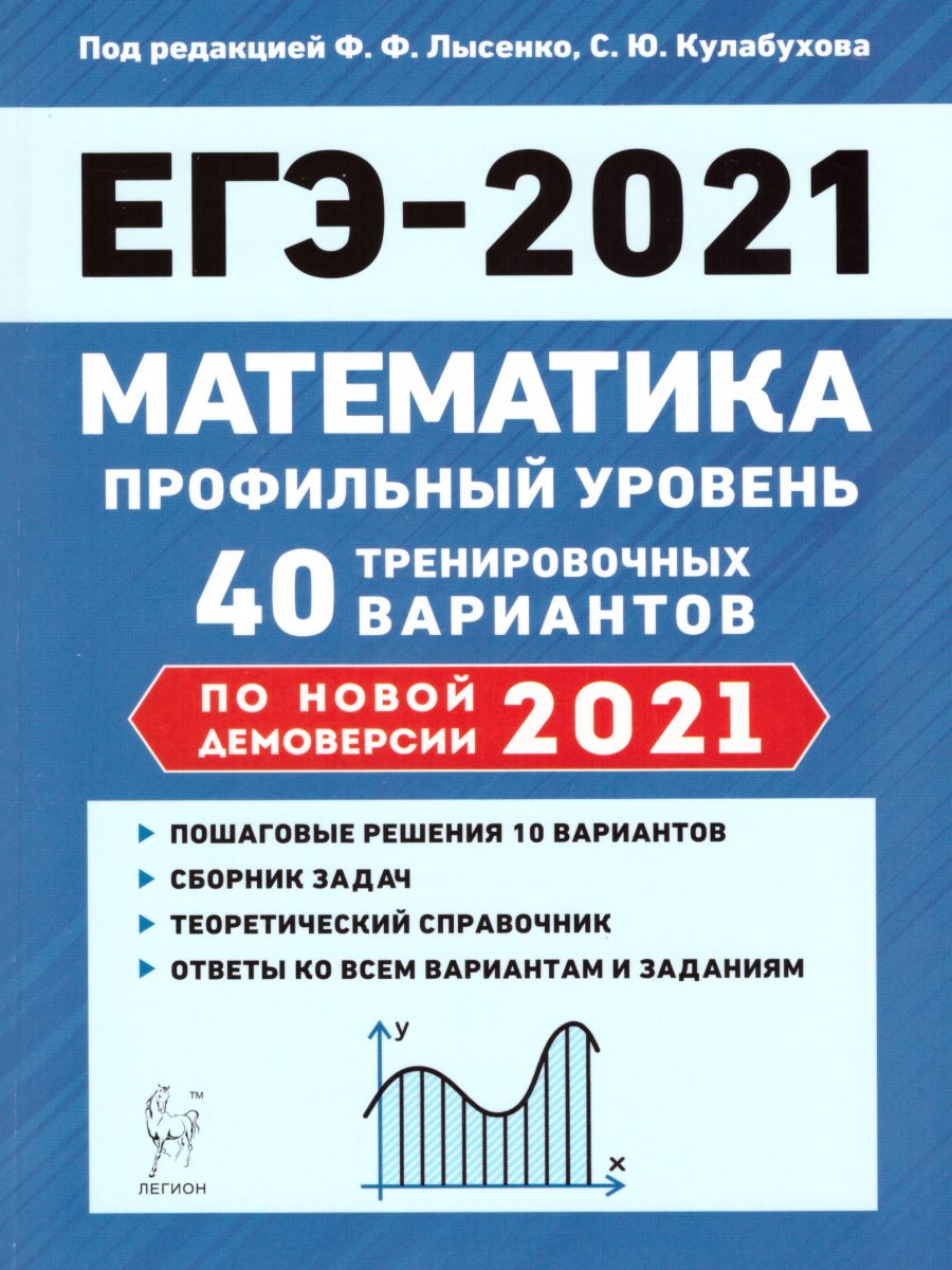 Математика. Подготовка к ЕГЭ-2021. Профильный уровень. 40 тренировочных  вариантов по демоверсии 2021 года - Межрегиональный Центр «Глобус»