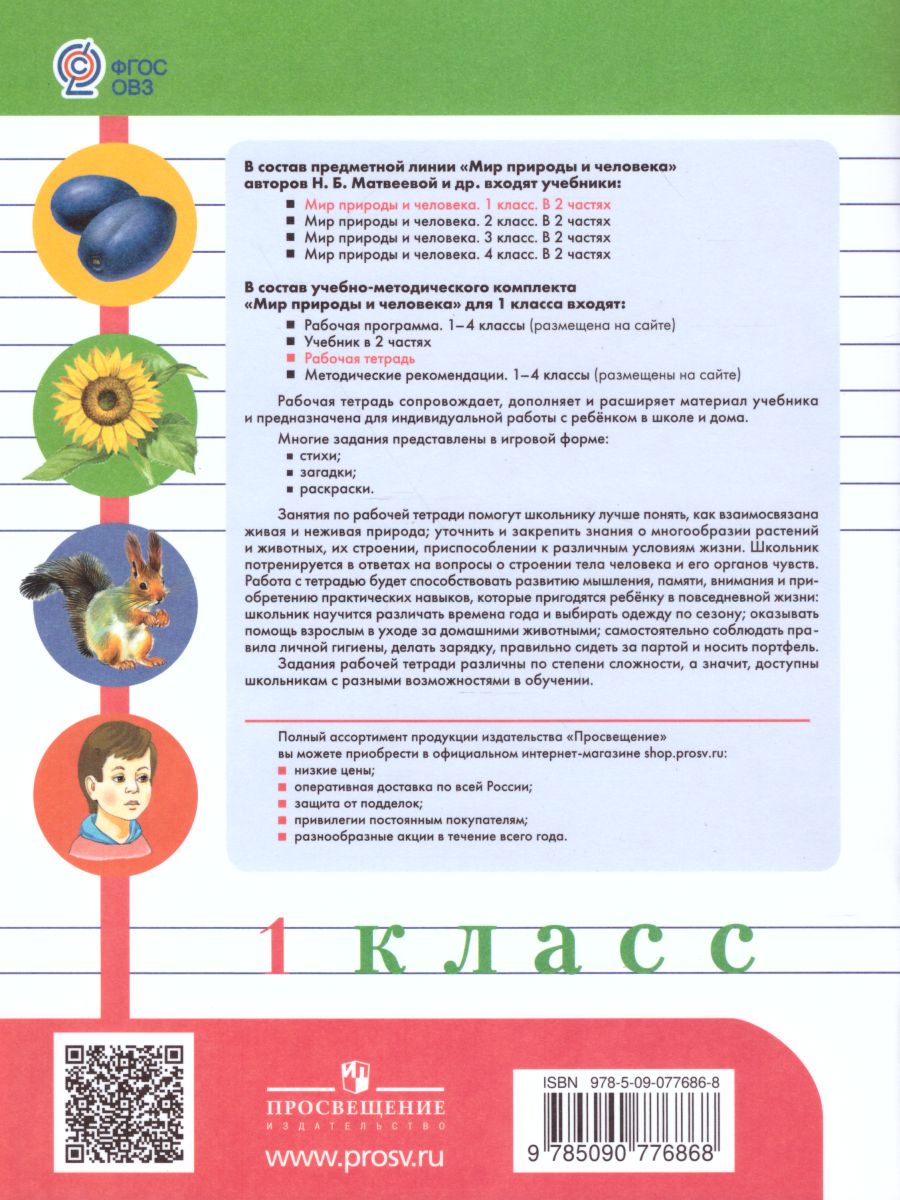 Мир природы и человека 1 класс. Рабочая тетрадь (для обучающихся с  интеллектуальными нарушениями) - Межрегиональный Центр «Глобус»