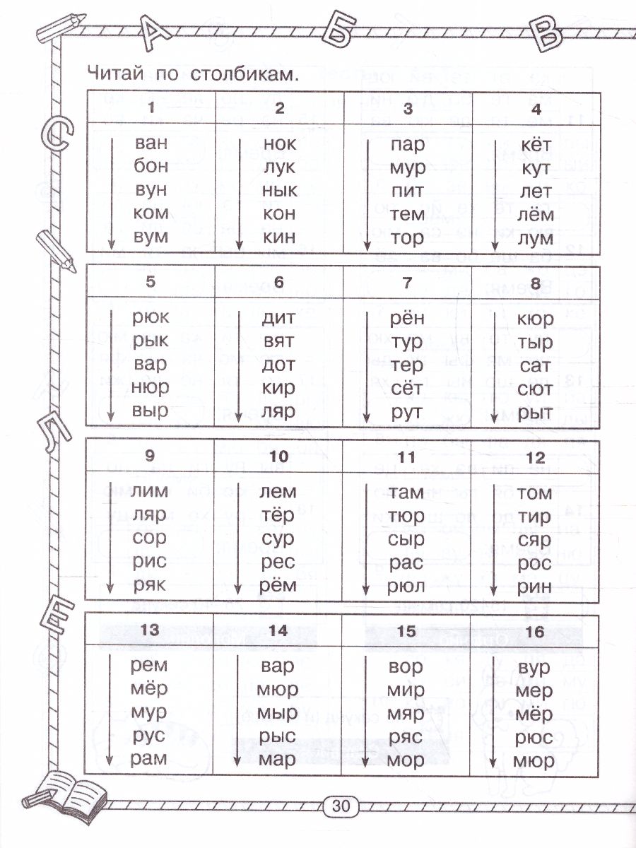Слоговые таблицы для обучения чтению. Быстрое обучение - Межрегиональный  Центр «Глобус»