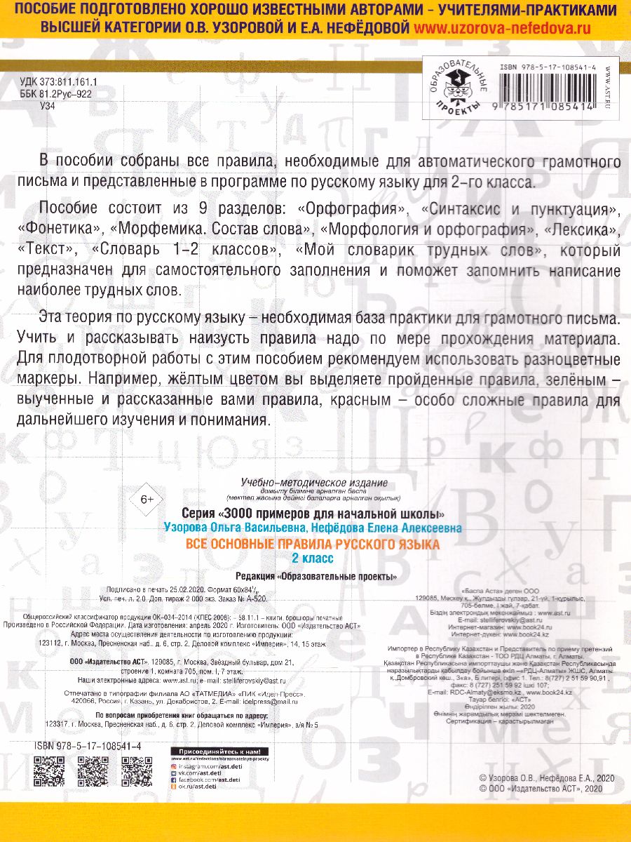 Русский язык 2 класс. Все основные правила - Межрегиональный Центр «Глобус»